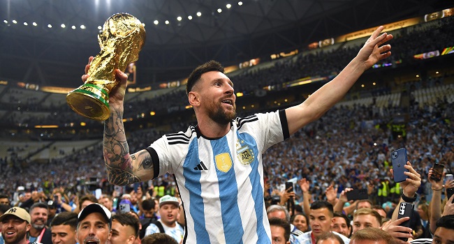 Messi lifts World Cup trophy