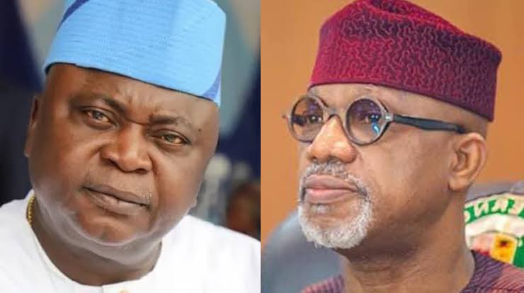 Ogun PDP Governorship candidate, Ladi Adebutu and Governor Dapo Abiodun of APC