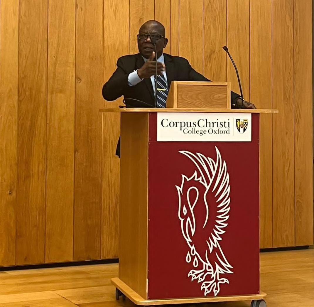 Ambassador Musah making his presentation at the Oxford University