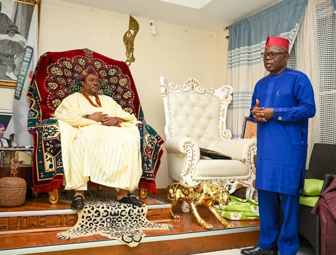 The deputy governor designate, Olayide Adelami at the palace of Olowokere of Olowo