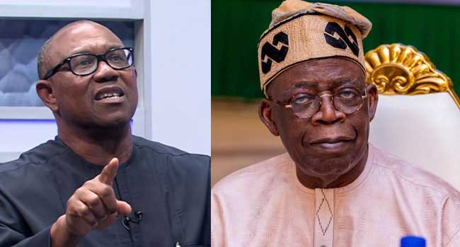 LP Presidential candidate, Peter Obi and President Bola Tinubu