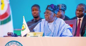 ECOWAS Chairman and Nigeria’s President, Bola Tinubu, during second summit on Niger coup held in Abuja on Thursday, August 10, 2023.