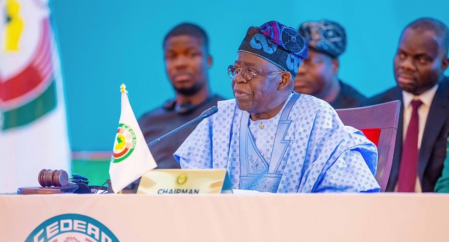 ECOWAS Chairman and Nigeria’s President, Bola Tinubu, during second summit on Niger coup held in Abuja on Thursday, August 10, 2023.