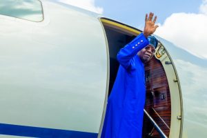 Tinubu flies off