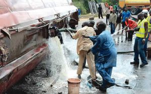 Petrol tanker falls
