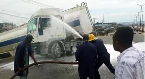 Petrol tanker falls