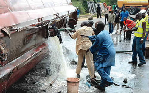 Petrol tanker falls
