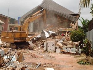 Demolition of building in Enugu
