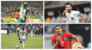 photo collage of Osimhen, Salah, Mane and Hakimi.