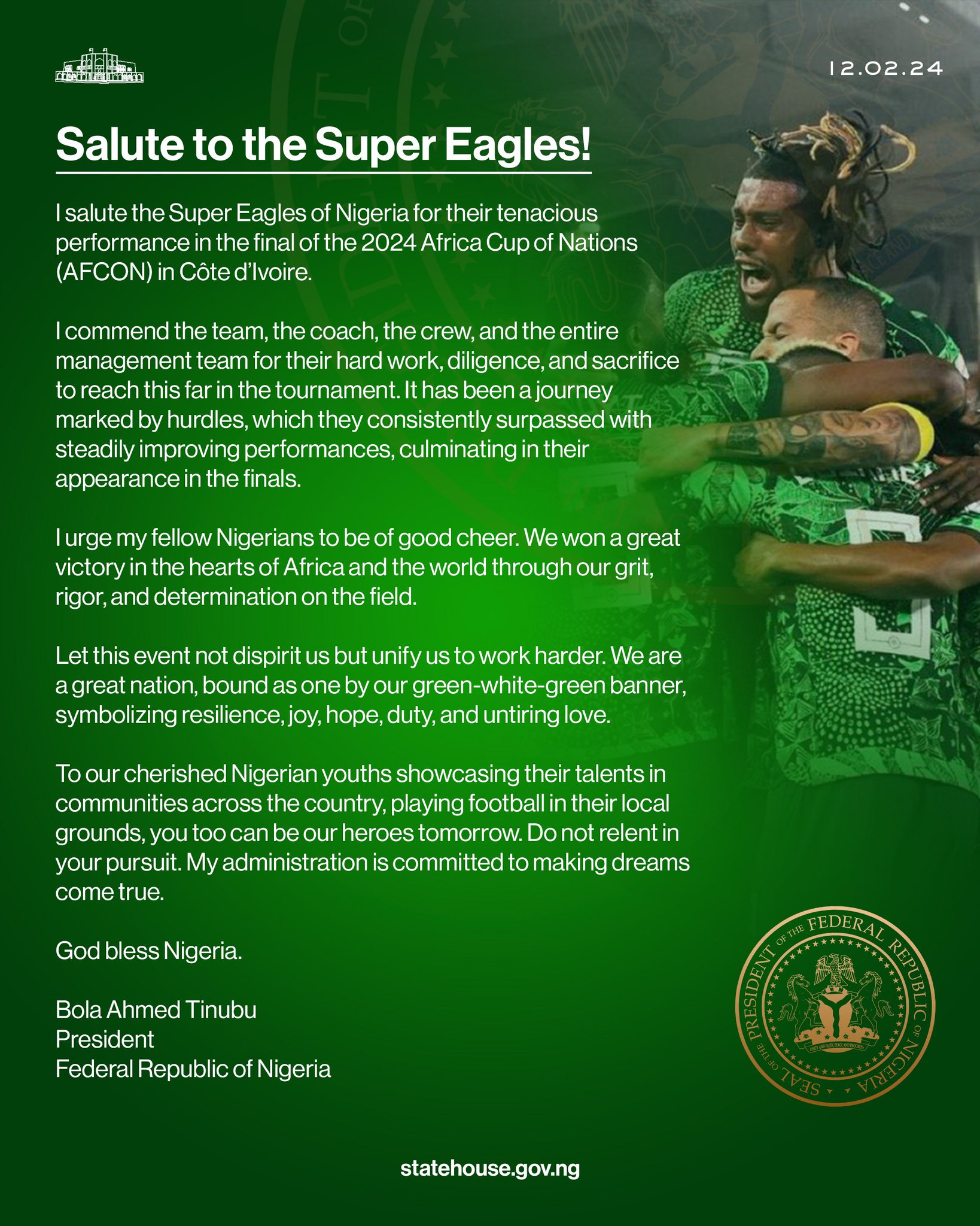 A letter to our dear Super Eagles By PRESIDENT BOLA TINUBU 2 20240212 141230