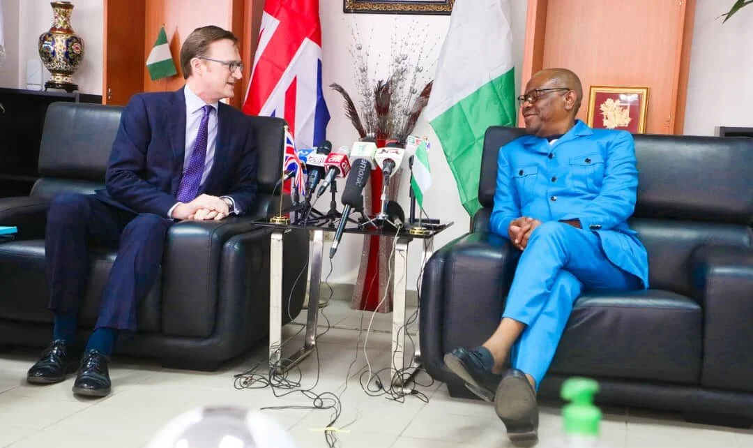 British High Commissioner to Nigeria, Mr Richard Montgomery, visited FCT Minister, Nyesom Wike in Abuja on Tuesday.