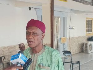 Representative of the Borno State Commissioner of Health and Human Resources, Dr. Goni Abba, addressing newsmen on Monday on the sideline of the training workshop in Maiduguri.