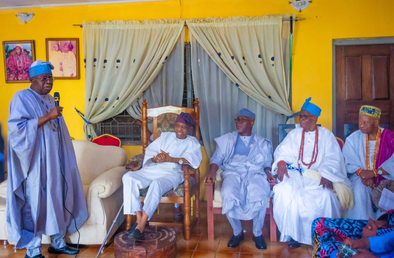 President Tinubu addressing Afenifere leaders at the residence of Pa Reuben Fasoranti in Akure on Wednesday.