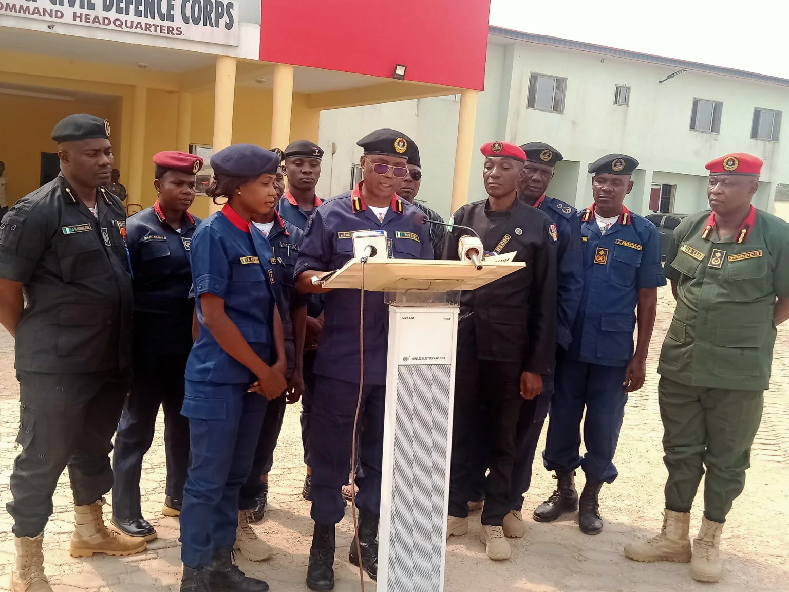 Osun State NSCDC Commandant, Dr Akintayo Adaralewa, addressing newsmen on Wednesday in Osogbo