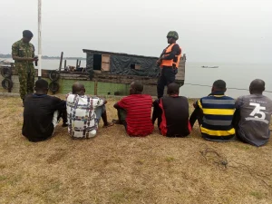 Suspected crude oil thieves arrested by the Nigerian Navy in collaboration with the Cameroonian Navy