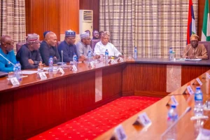 President Tinubu VP Shettima at the meeting with the committee