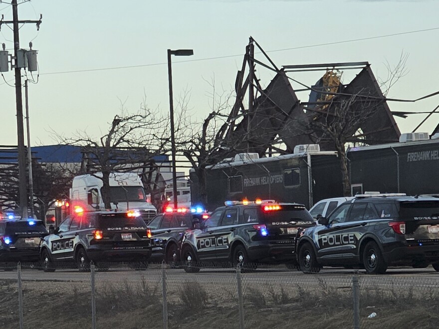 Under-construction hangar collapsed at the Boise Airport in Bosie, capital of Idaho, U.S