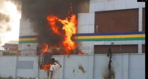 Police station on fire