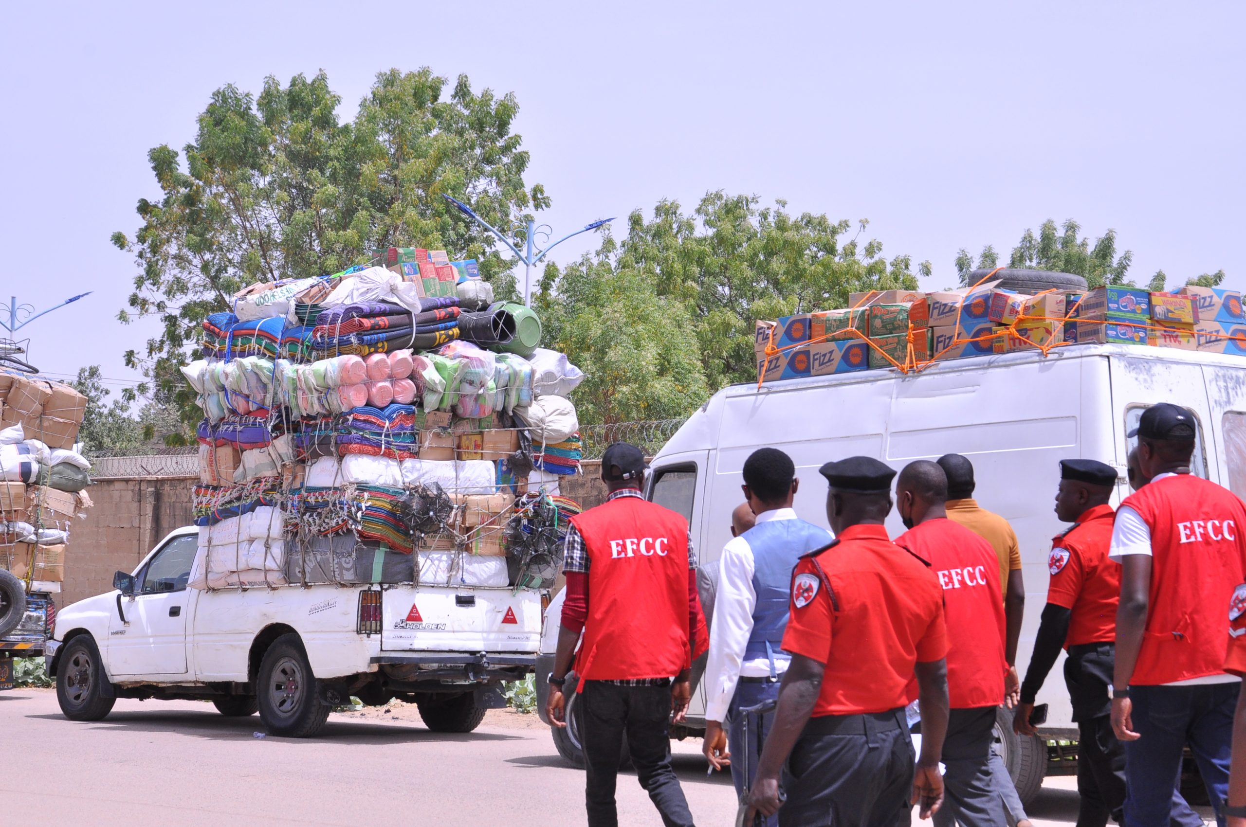 EFCC intercepts 21 food-laden trucks heading to Chad, Cameroon 2 The trucks were intercepted by the EFCC amidst food insecurity in Nigeria
