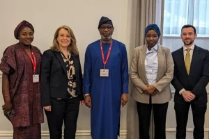 From left: Fatima Maikore, Chief Operating Officer, Agnes Dasewicz , U.S. International Development Finance Corporation (DFC), Dr. Dele Alake, Minister of Solid Minerals, Mrs Fatima Shinkafi Executive Secretary, Solid Minerals Development Fund and Alex Macdonald, Director Africa Policy at Ministerial Roundtable on Powering Africa in Washington DC recently