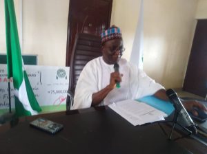 Vice Chancellor of Federal University Wukari, Prof. Jude Rabiu addressing newsmen on Friday in Taraba State.