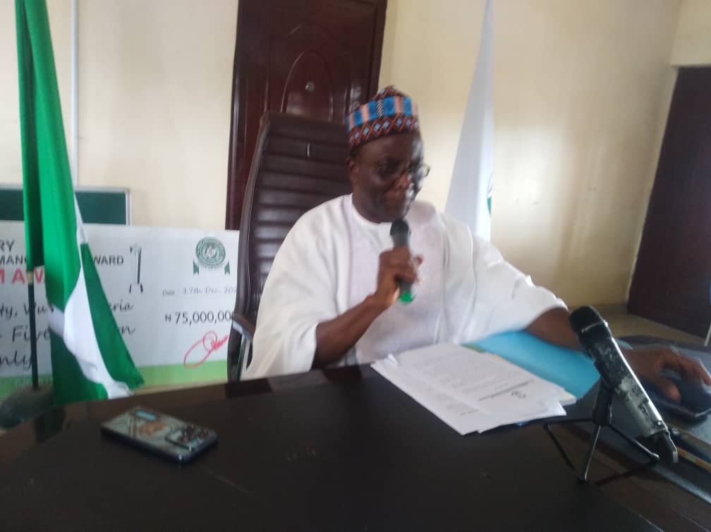 Vice Chancellor of Federal University Wukari, Prof. Jude Rabiu addressing newsmen on Friday in Taraba State.