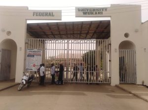 Entrance gate of Federal University Wukari under lock and key