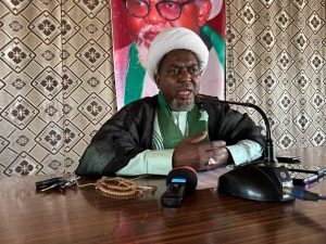 Leader of Shiite Islamic Group, Sokoto State, Shiekh Sidi Munir Mainasara, addressing newsmen in Sokoto
