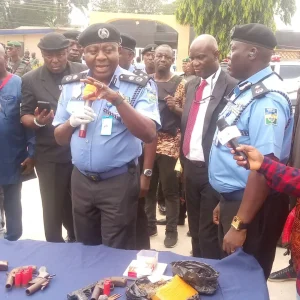 CP Adegoke Fayoade of Lagos Police Command parading some suspects on Wednesday in Lagos.
