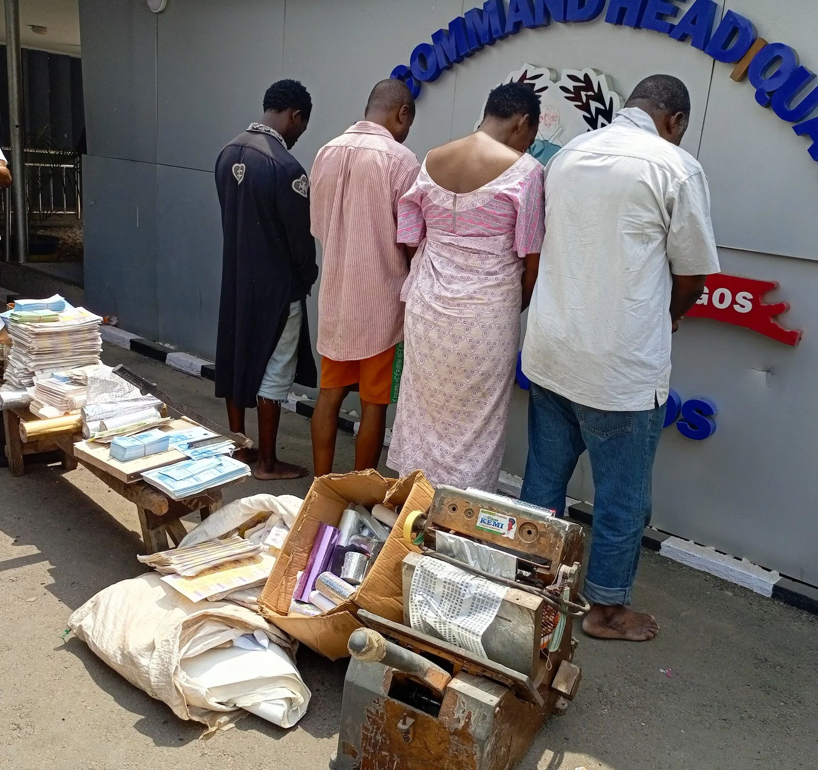 The paraded suspects producing fake currencies