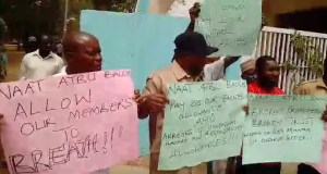 Members of NAAT, ATBU branch during a protest