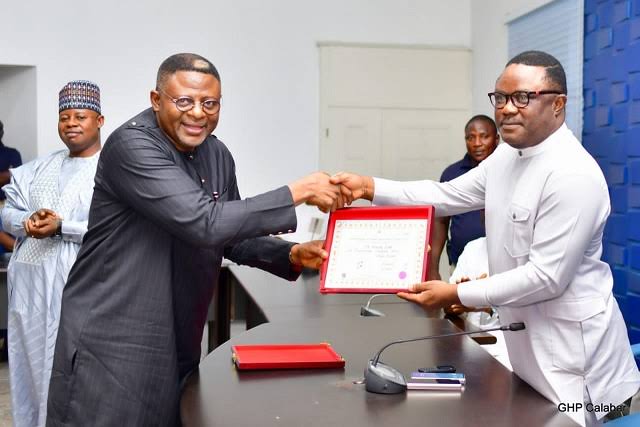 Cross River State Governor, Bassey Otu and former Governor Ben Ayade