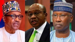 Former President Muhammadu Buhari, ex-SGF, Boss Mustapha and embattled CBN Governor, Godwin Emefiele