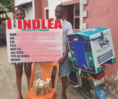 The hair stylist and the dispatch rider arrested by the NDLEA operatives