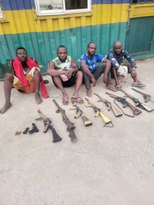 Paraded armed robbery suspects