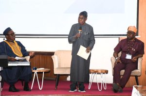 Former President, Federal Republic of Nigeria, Chief Olusegun Obasanjo (middle); Oyo State Governor, Seyi Makinde (right) and Director General, International Institute of Tropical and Agriculture (IITA),Dr Simeon Ehui, during the Agribusiness for Food Security Initiative Summit, held at IITA Conference Centre, Ibadan. PHOTO: Oyo Gov's Media Unit