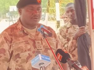 The acting General Officer Commanding (GOC), 7 Division Nigerian Army Maimalari Cantonment Maiduguri, Brigadier General Abubakar G. I. Haruna