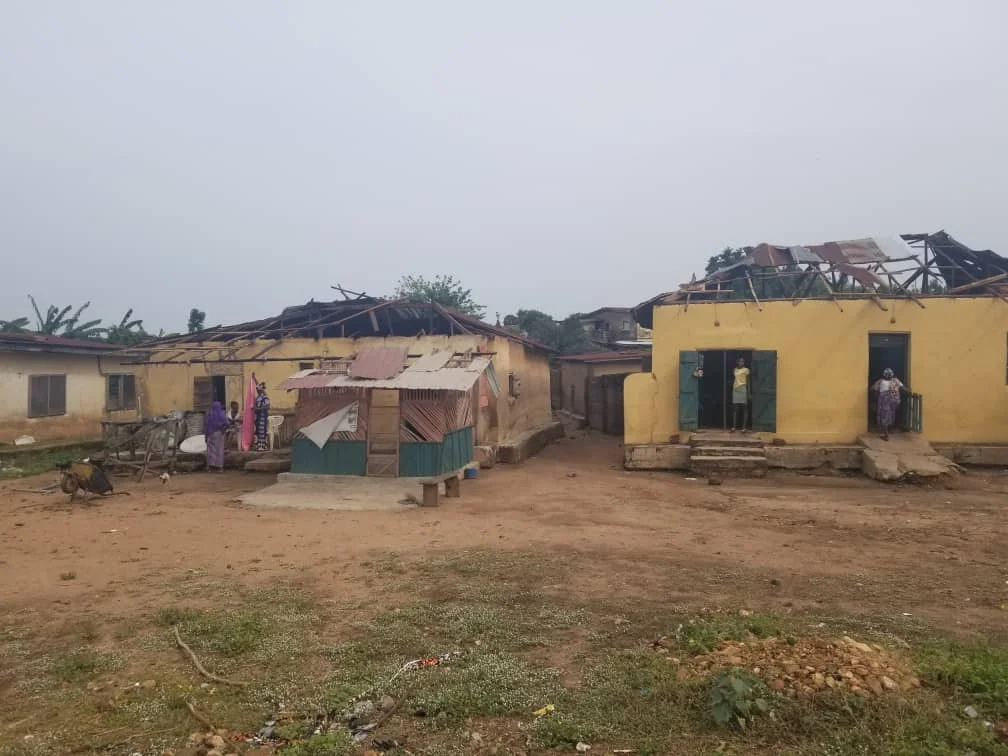 Houses destroyed the rainstorm in Iyara community, headquarters of Ijumu Local Government Area of Kogi