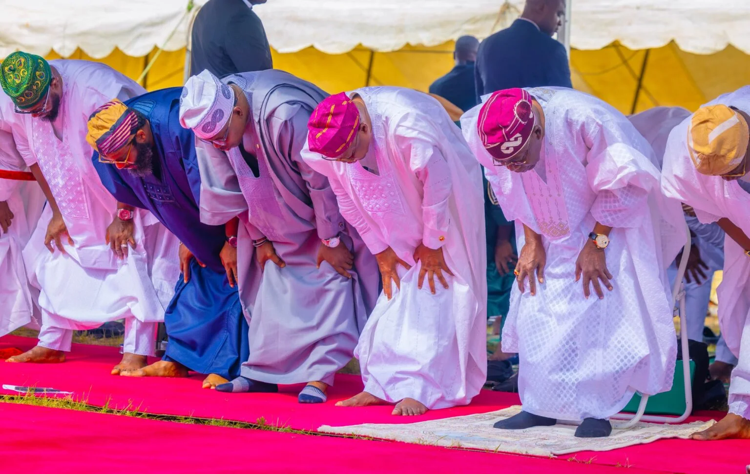 Eid-el-Fitr: Tinubu urges sacrifice, integrity for national rebirth 2 President Bola Tinubu observing the Eid-el-Fitr prayer at the Eid Ground at Dodon Barracks on Wednesday in Lagos.