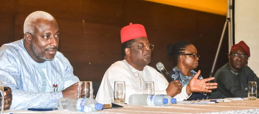 Pic from left, Former Minister of State, Health, Mr Joseph Ekumankama; Minister of Works, David Umahi; Federal Controller