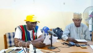 ASUU Chairperson, ATBU Bauchi Branch, Dr. Ibrahim Inuwa, addressing journalists during a press conference at the Union's Secretariat on Monday.