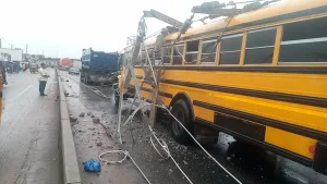 One of the vehicle destroyed by heavy rain at Sango-Ota area on Sunday