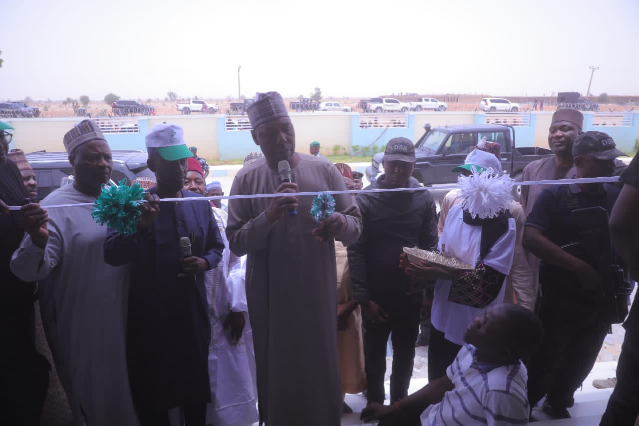 Governor Babagana Zulum inaugurating ICT centre in Gajiram