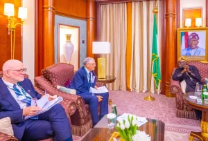 President Bola Tinubu in a meeting with Microsoft Founder, Mr. Bill Gates, on the sidelines of the World Economic Forum Special Meeting in Riyadh, Saudi Arabia, on Sunday.