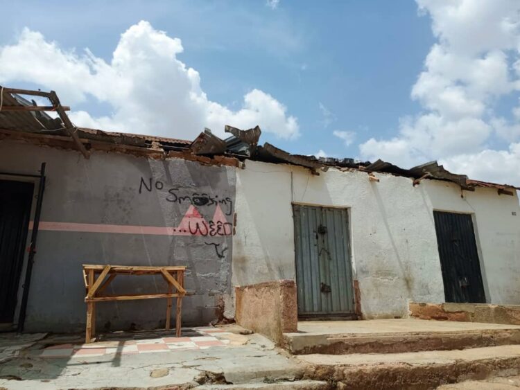 One of the destroyed buildings near NAF barrack, Jos