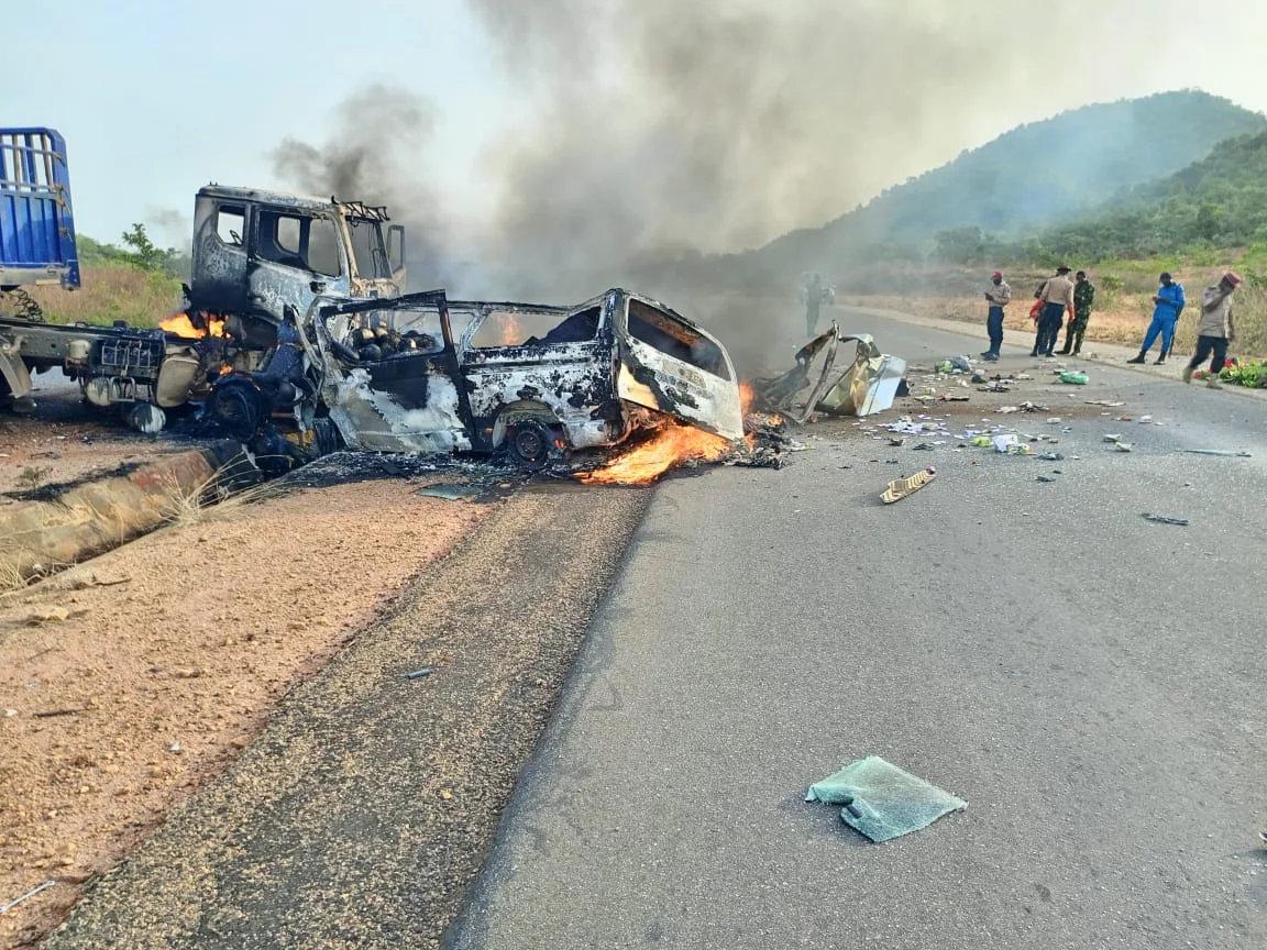 Crash scene at Okene Bypass, Okene-Lokoja road , Kogi