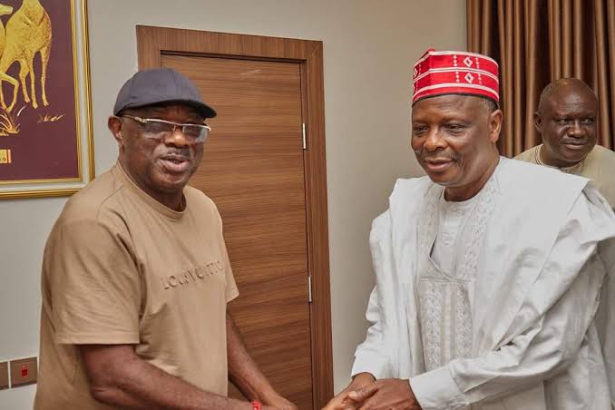 His Excellency, Engr Dr Rabiu Musa Kwankwaso during a courtesy visit to Chief Dr Boniface Aniebonam (Chairman BOT NNPP) in Abuja