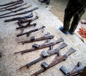 Troops burst gun runner armoury in Ugheli Delta, recover large cache of arms, ammunition