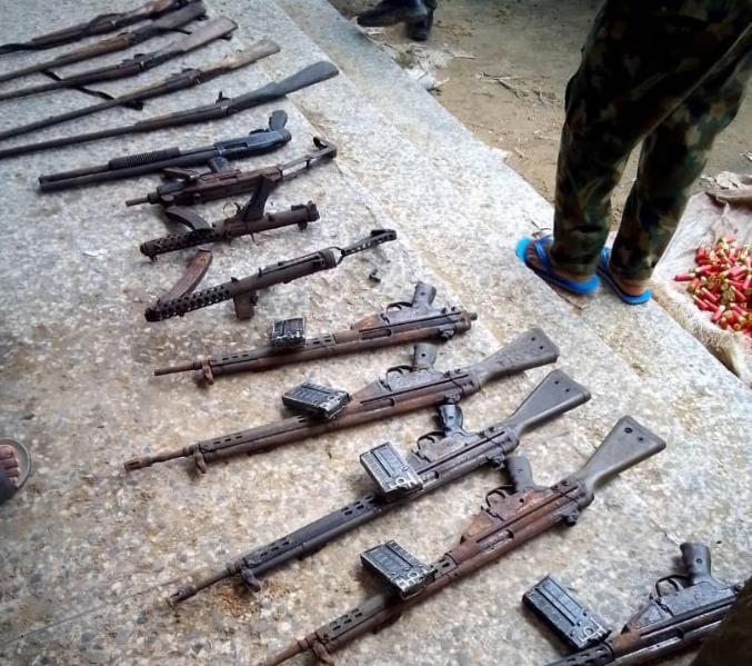 Troops burst gun runner armoury in Ugheli Delta, recover large cache of arms, ammunition