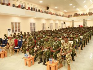 A cross section of young officers undergoing conversion exercise at Headquarters 3 Division Maxwell Khobe Cantonment Jos